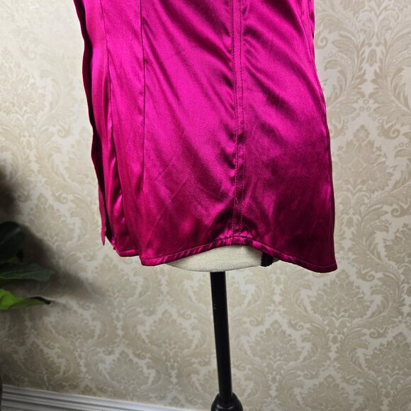 Body by Victoria Sz Small Fuchsia Silk Button Down Shirt Turnback Cuff Long Slv - Picture 6 of 16